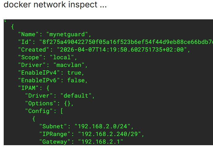 OMV Compose inspect macvlan